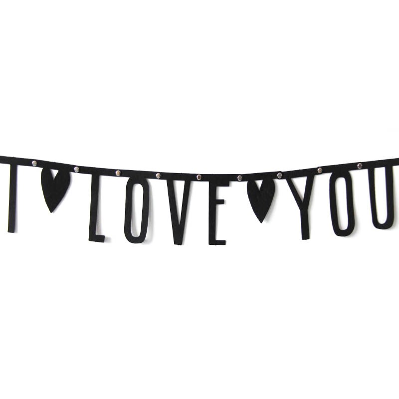 1impostato FAI DA TE non tessuto Nero Striscioni Bandiere Ghirlanda Floreale pavese striscione per La Casa di Compleanno di Cerimonia Nuziale Del bambino Doccia per Bambini decorazione Della stanza: I LOVE You