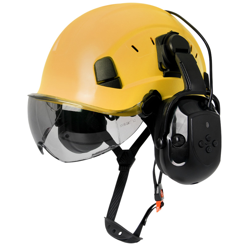Bluetooth 5.0 Earmuffs Safety Helmet With Visors ANSI Head Protection for Engineer ABS Construction Hard Hat Industrial Work Hat: Orange