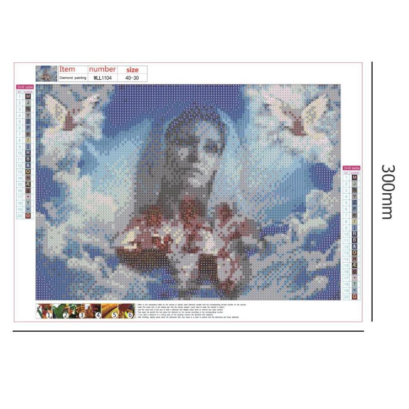 5D DIY Full Drill Diamond Painting Guardian Angel Butterfly Cross Stitch Needlework Kit Home Decor Oxidation Resistance 40*30cm