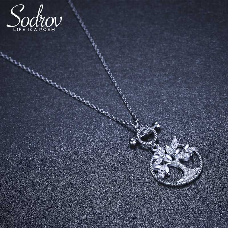Sodrov-collar de árbol de la vida para mujer, plata 925, 15MM, collar de plata de la suerte natural, joyería de plata 925,