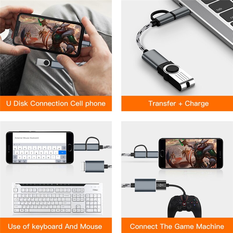 2 In 1 USB/Type-C OTG Adapter Cable Micro To USB 3.0 Adapter Travel Office OTG Adapter Type C Converter USB Converter