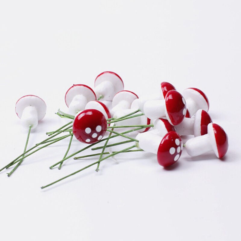 ! 10 pièces-50 pièces 2cm artificiel Mini champignon Miniatures fée jardin mousse Terrarium résine artisanat enjeux artisanat décor de jardin