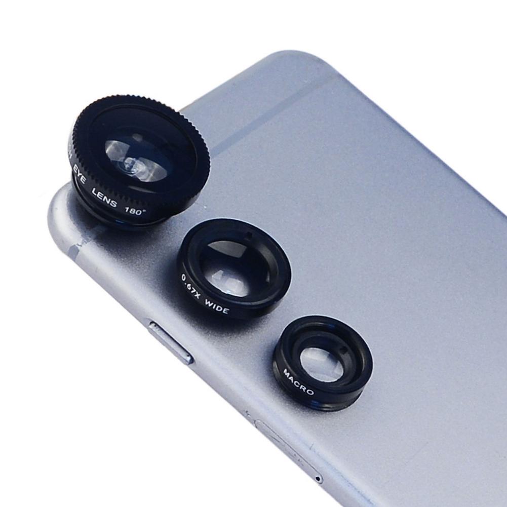 Universal- 3 in 1 Telefon Kamera Objektiv Bausatz Fisch Auge Weitwinkel Makro Fisheye Objektiv Zoomen Für Iphone Xiaomi huawei Smartphones