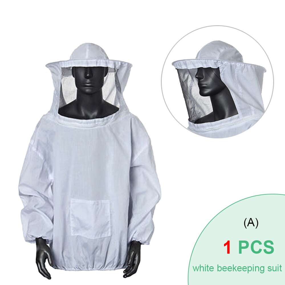 Bijenteelt Beschermende Jas Farm Kiel Pak Bijenteelt Mouw Hoed Equip Pak Houden Imker Kleding Sluier Ademend Jurk: A-White