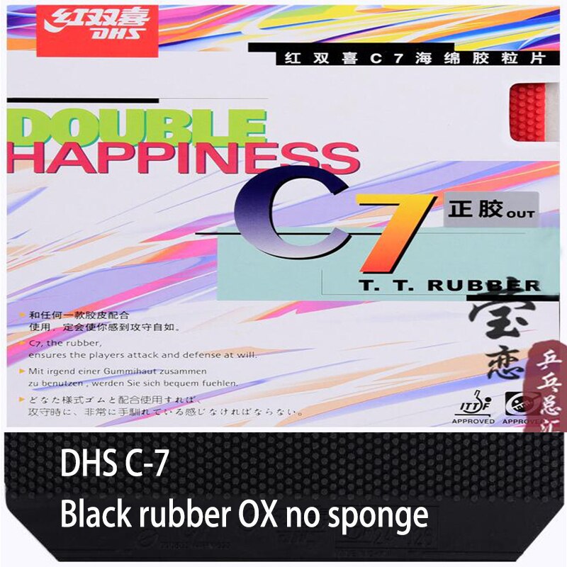 Original DHS C7(C-7) Table Tennis Rubber long pimples table tennis racket indoor sports defense racquet sports: black OX no sponge