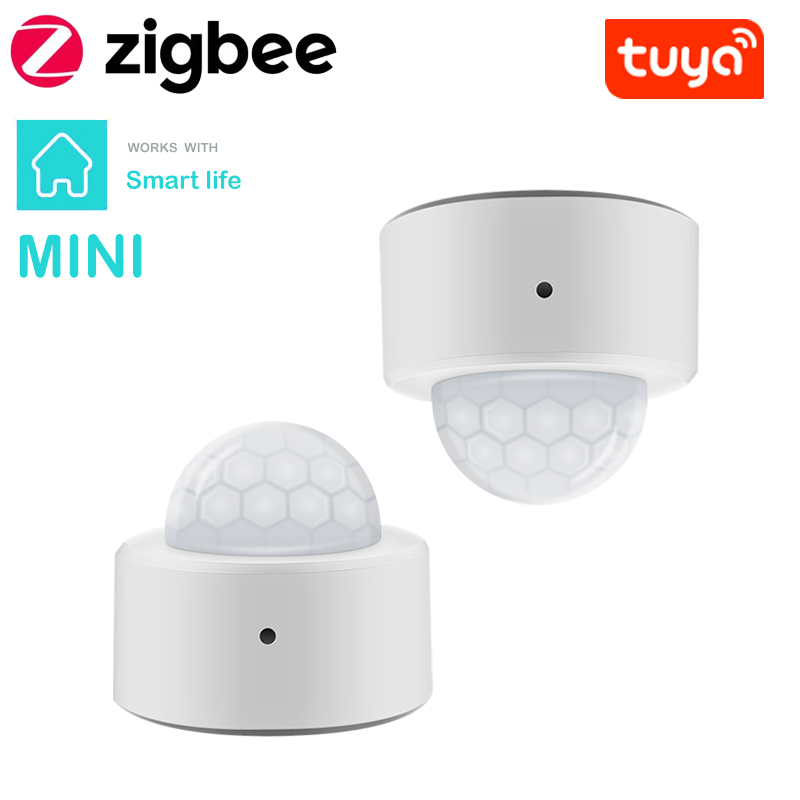 Tuya 2 in 1 Zigbee Mini PIR Motion Detector +Bright Lux Light Passive Infrared Security Burglar Alarm Sensor