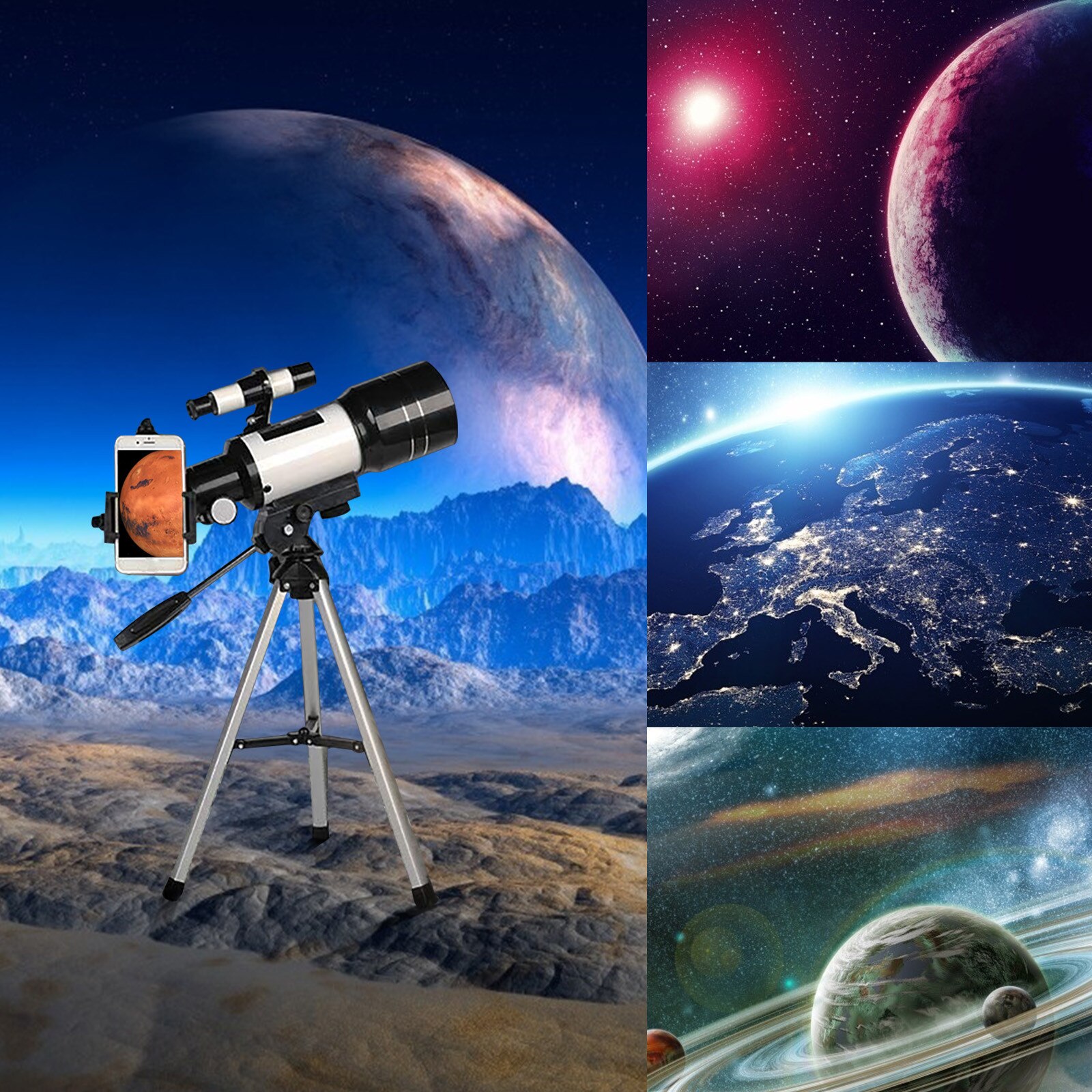 Wide-Angle Astronomical Telescope 150X Beginner Monocular Lunar Observation Telescope Student Space Observation #T2