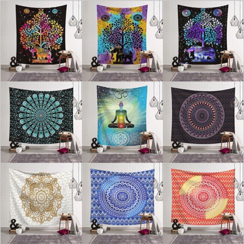 Tapestry Hippie Sprei Muur Opknoping Strandlaken Indiase Yoga Mat Decor Twin