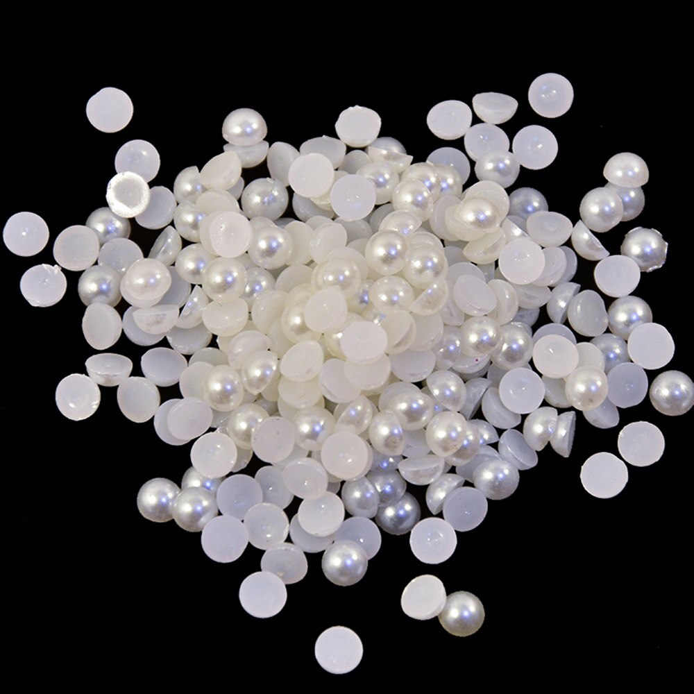 1 Zak Nail Art Rhinestones Gemengde Size (2-7 Mm) wit Abs Parels Halfronde Plaksteen Parels Voor Diy Decoratie Nagel Kraal Stenen # KY8: 5mm