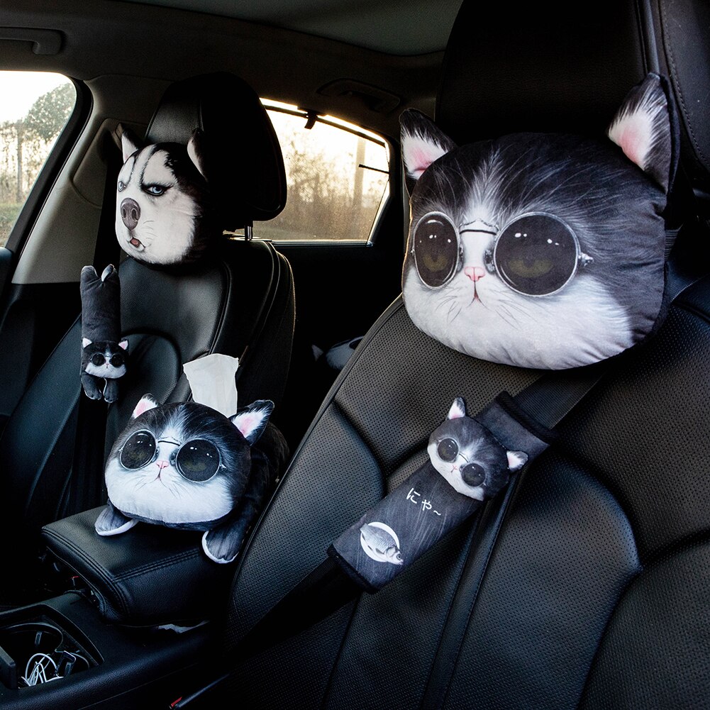 3D dessin animé Animal voiture appui-tête oreiller coussin cou oreiller universel voiture sécurité ceinture de sécurité couverture ceinture de sécurité épaulière coussin