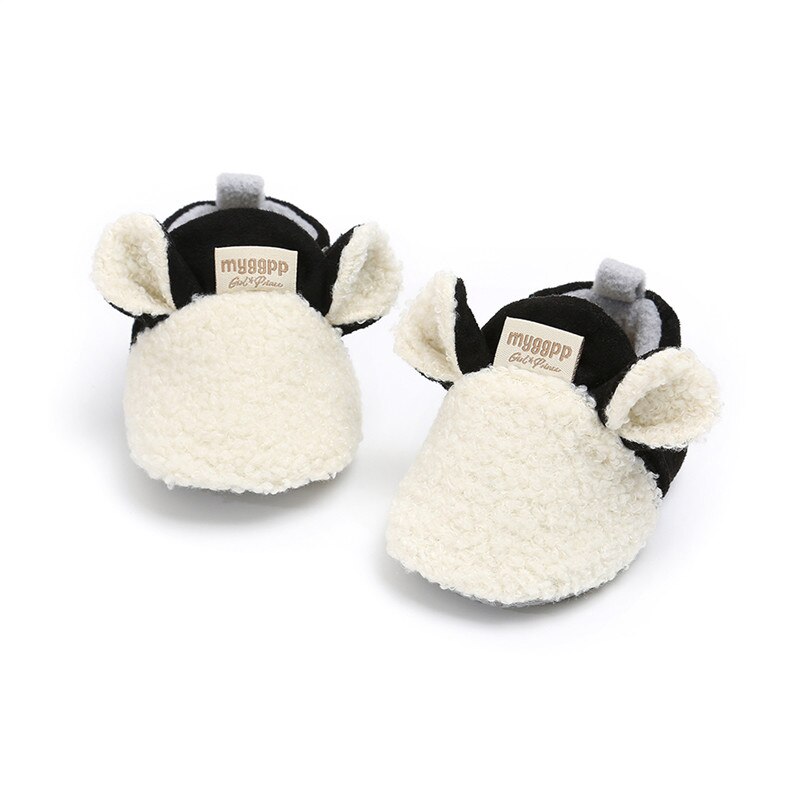 Pudcoco Toddler Winter Warm Shoes Newborn Baby Crawling Shoes Boy Girl Lamb Slippers Trainers Fur Animal Ears Boots: WHITE / 1