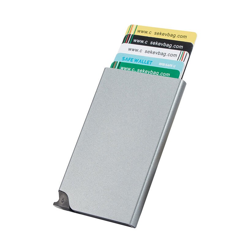 SEEKRID Automatic Aluminium ID Credit Card Holder Cardholders for Men Women: grey
