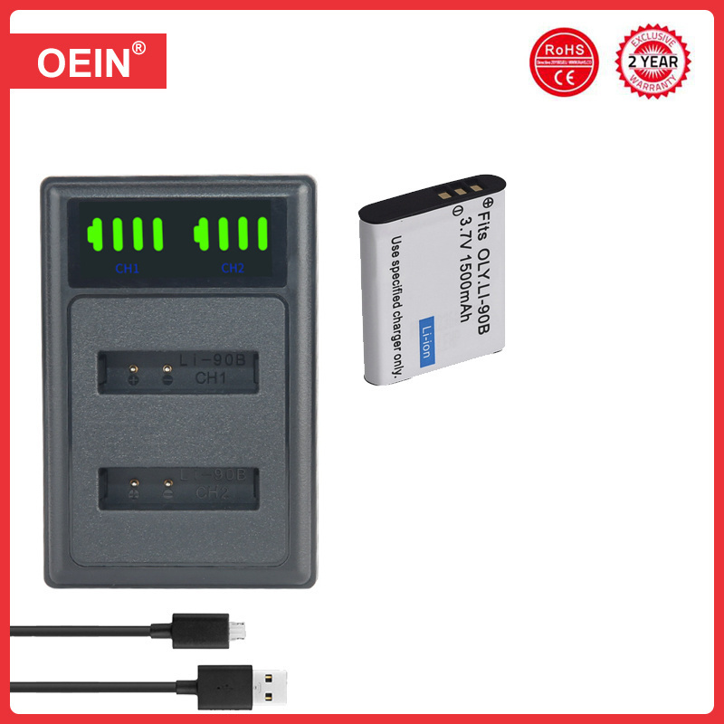 Batterie Li-92B Li-90B avec le chargeur pour Olympus Li 90B ve92B TG-4 dur TG-6 TG-5 TG-2 TG-1 IHS SH-1 SH-2 SH-60 SH-50 IHS, SP-100: WHITE
