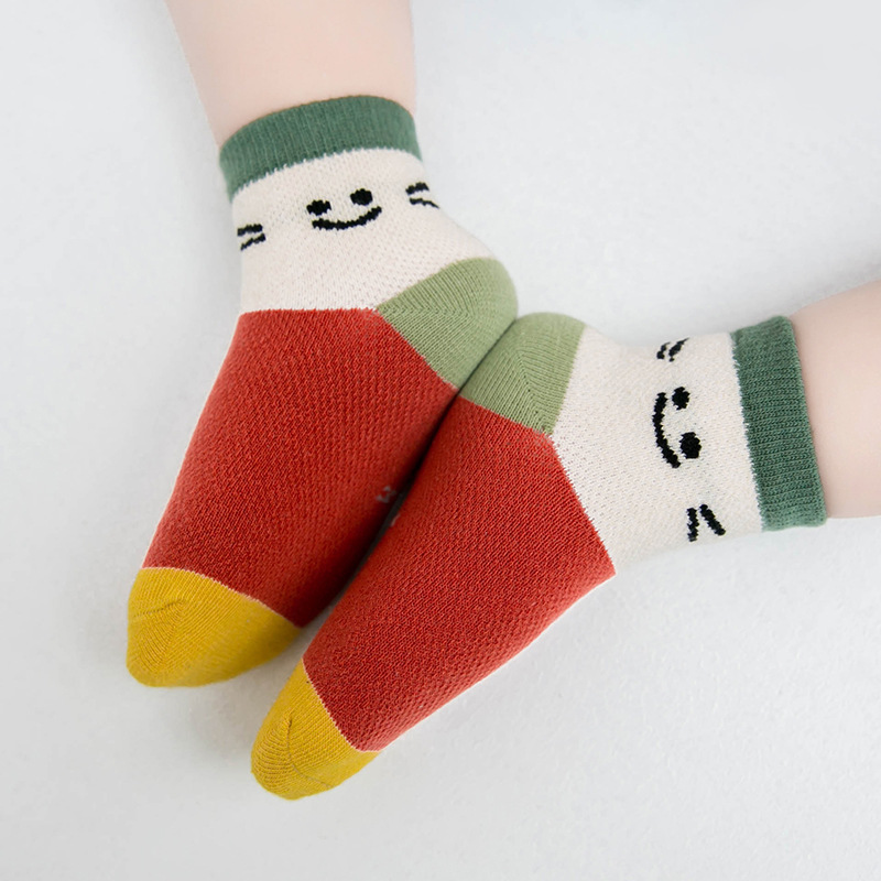 5Pairs kinder Socken Baumwolle kinder Socken Dünne Abschnitt Bär Kopf Sonne Cartoon Baumwolle Boot Socken Gestreiften Baby socken 1-12year