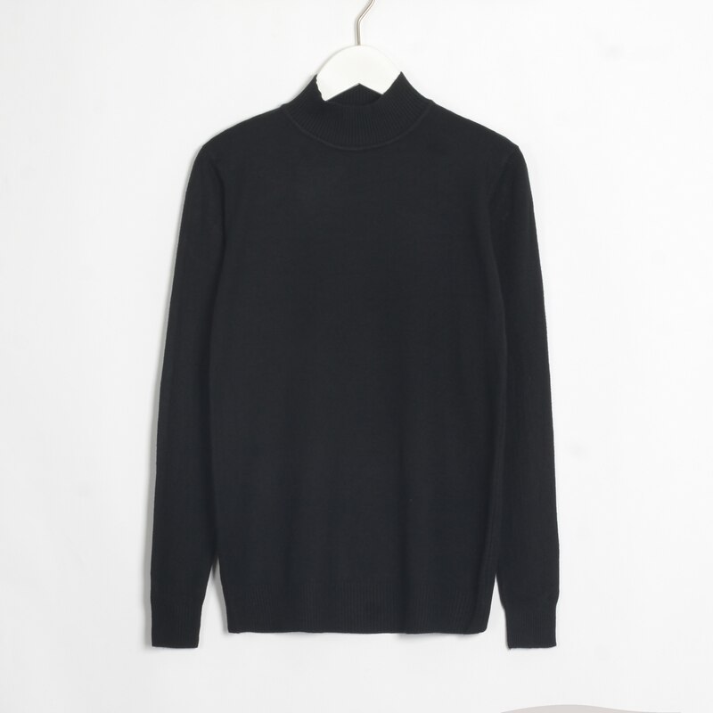 Wixra klassiske pullovere og trøjer alle base matcher langærmede afslappede tynde trøjer slim fit stram sweater efterår vinter: Sort