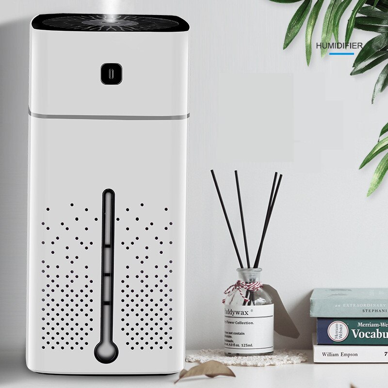 Air Humidifiers Atomizer Ultrasonic Aromatherapy Diffusers Large Capacity Quiet LED Light Night USB Humidifier For Home Office: white