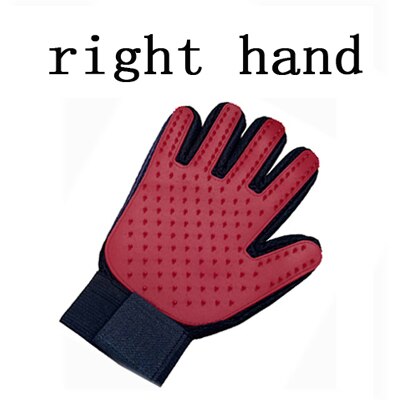 Pet Dog Grooming Glove Silicone Cats Brush Comb Deshedding Hair Gloves Dogs Bath Cleaning Supplies Animal Combs Massage Gloves: right red