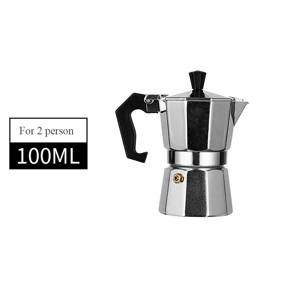 Mokka Latte Koffiezetapparaat Italiaanse Moka Espresso Cafeteira Percolator Pot 1cup/2cup/3cup/6cup Aluminium Gasfornuis Koffie maker: 100ML