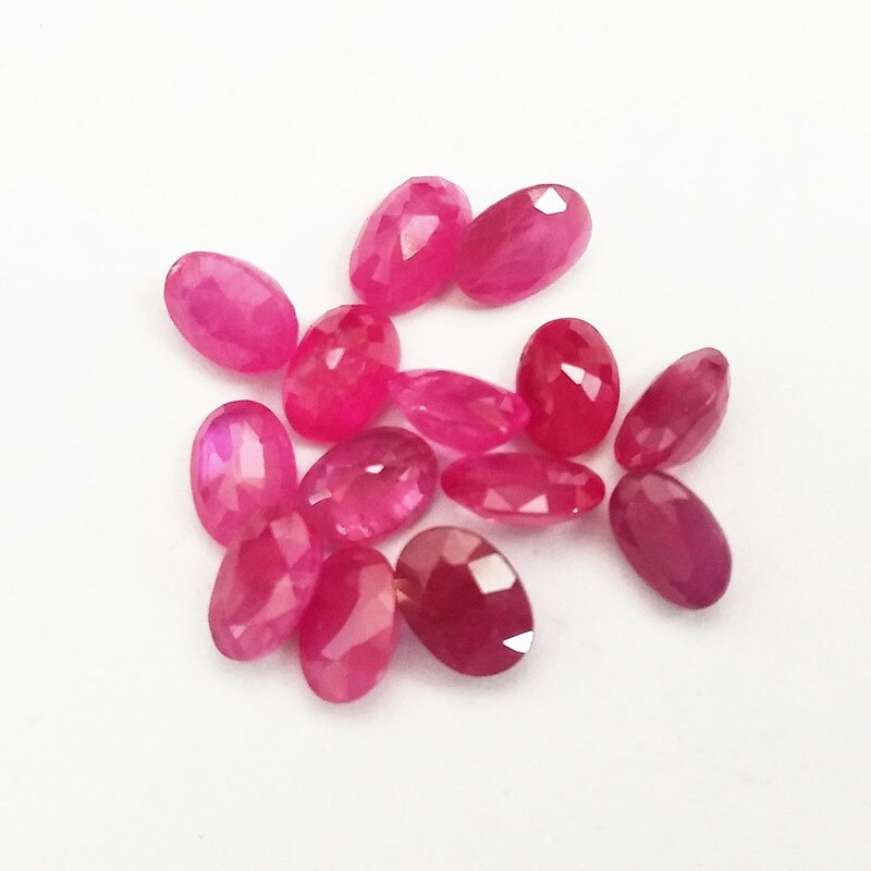 Shipei 1 Pcs Natuurlijke 5*7 Mm Oval Cut Ruby Losse Edelsteen Voor Ring Maken Diy Stenen Decoratie Gemaakt voor Sieraden