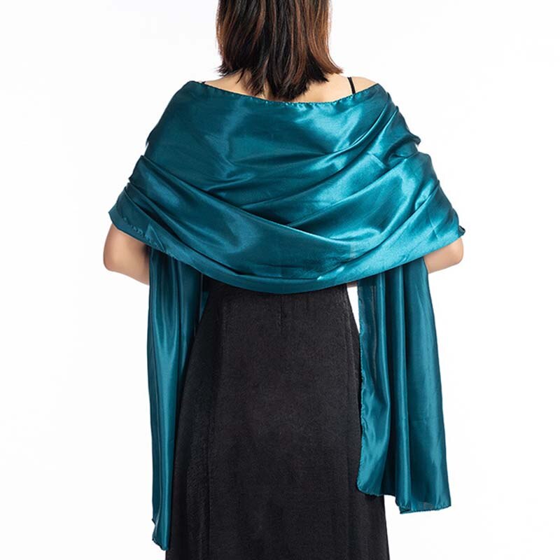 Vestido de noche largo de satén para mujer, bufanda protectora para cuello, pañuelo para la cabeza, capa fina con borlas para , chal cálido, Hhijab, Q63