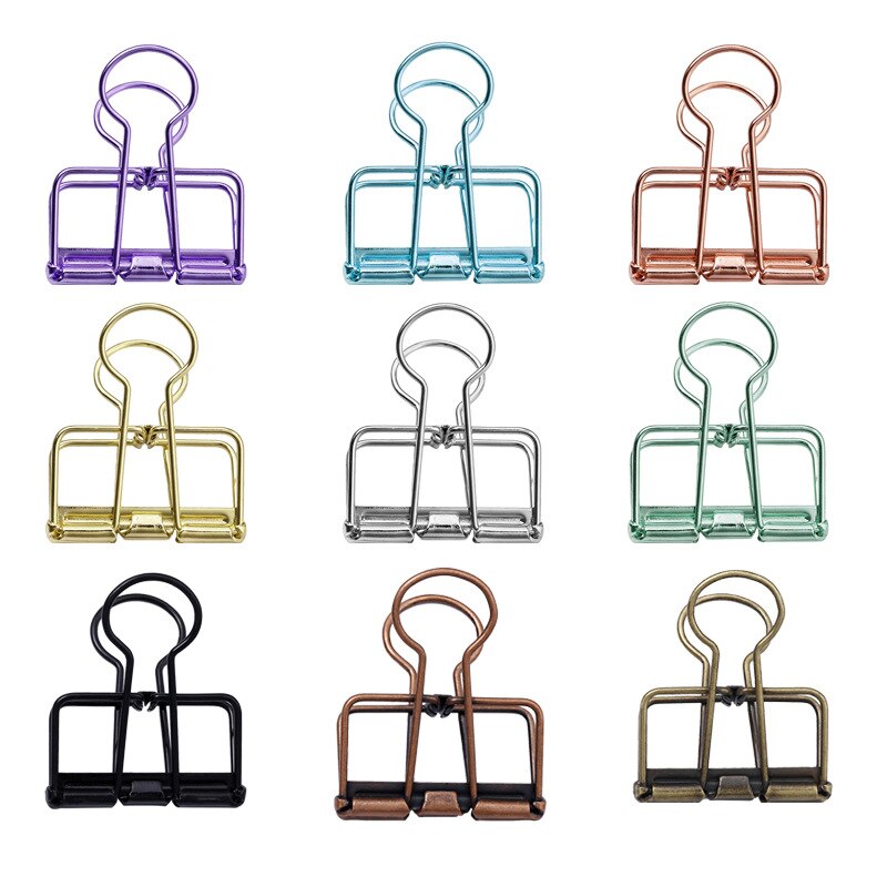 Dailylike 1PC Colorful Binder Clip Creasing Edges Metal Clip File Clips for School Office Medium Paper Clip Bookbinding Tool