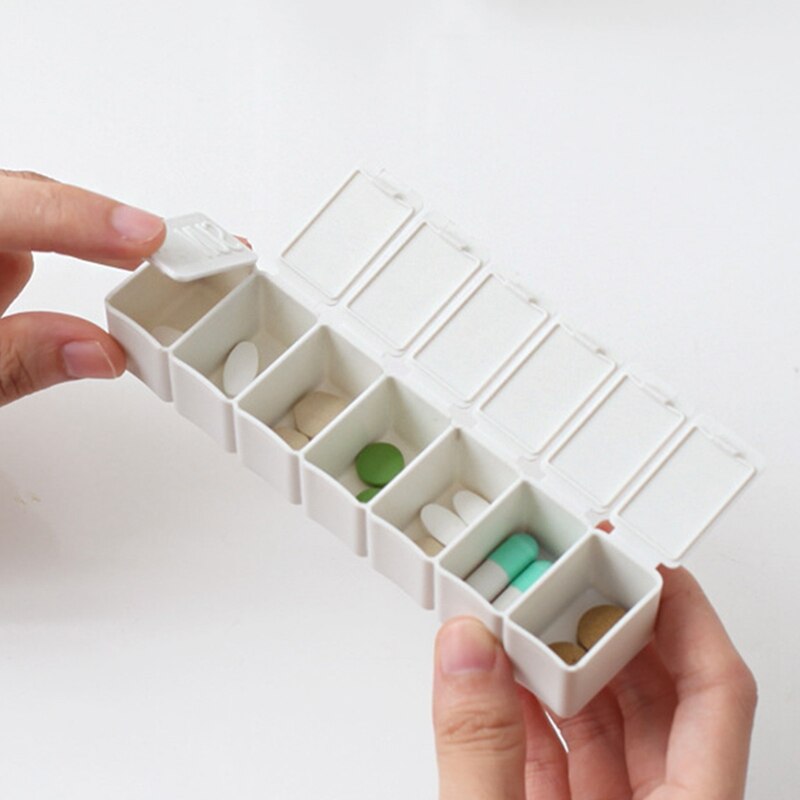 7 Dagen Wekelijkse Pillendoosje Case Tablet Geneeskunde Box Houder Organizer Pill Dispenser Splitters Reizen Divider Draagbare: White