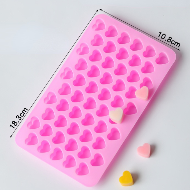 Molde de silicona en forma de corazón pequeño para pasteles, moldes de repostería de Chocolate, decoración para hornear DIY, molde de epoxi de cristal de cubitos de hielo de cocina, 55: Rosa