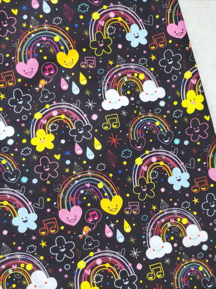 Baumwolle Stoff erstaunlich SchöNe Regenbogen Liebe herz Musik Regentropfen wolke Druck DIY Patchwork Textil Gewebe Dekor Hause Kleid: Ursprünglich Titel