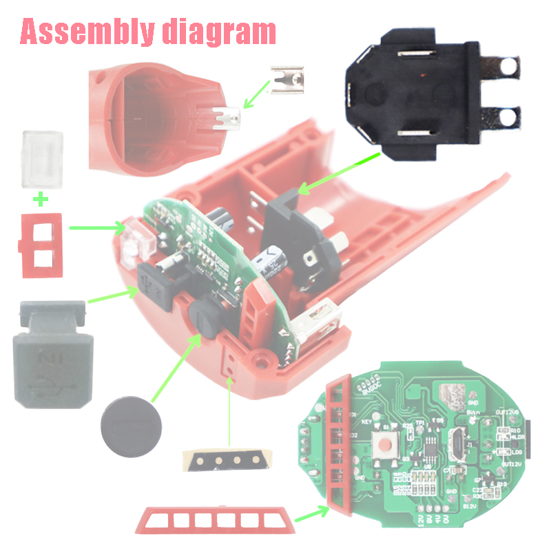 M12 Lithium Batterij Socket Jack Connector Terminal Voor Milwaukee 12V 10.8V Li-Ion Batterij Oplader Adapter Converter Plug base