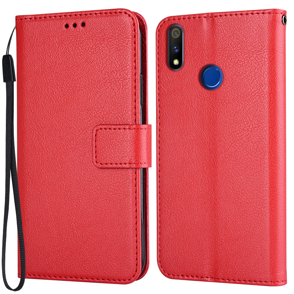 Custodia a portafoglio in pelle PU per Realme 3 RMX1825 RMX1821 Funda per Realme 3i RMX1827 supporto per fondina per telefono custodia protettiva: For Realme 3i / K-wallet-Red