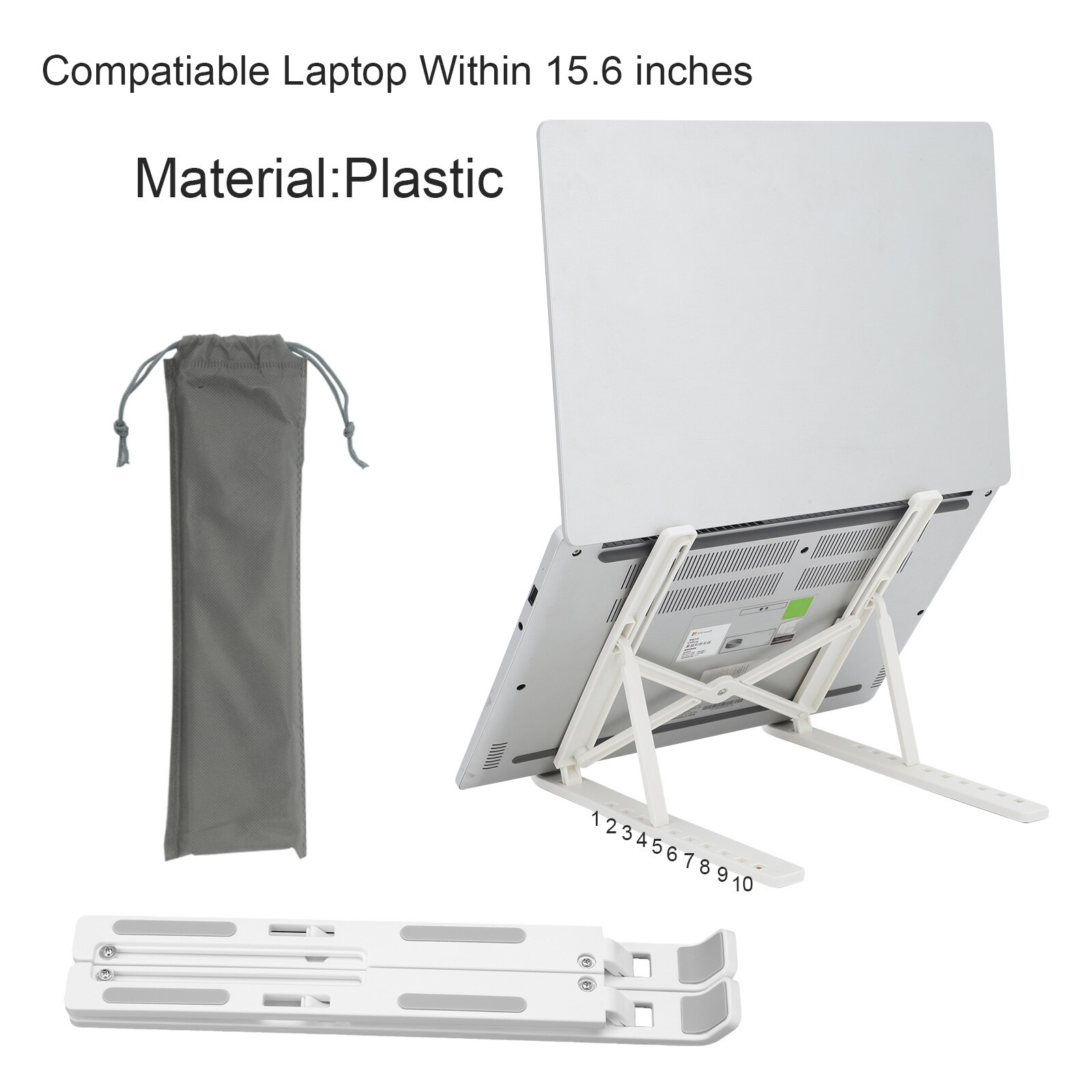 Portable Laptop Stand Foldable Notebook Support Laptop Base Computer Desk Holder Adjustable Bracket Home and Office Oragnizer: Type1 ABS White