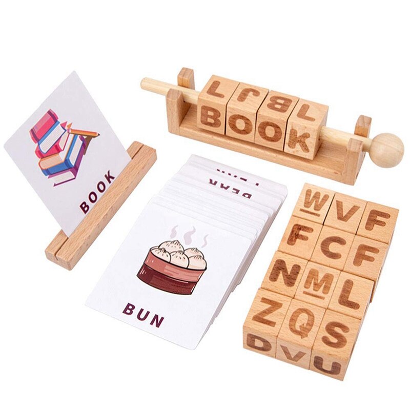 Bloques de madera en 3D, juego de aprendizaje de emparejamiento cognitivo, juguetes de tarjetas, juguete educativo