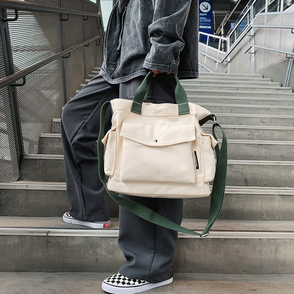 Canvas crossbodytas voor dames, grote capaciteit, messenger bag, casual, verstelbare riem, eenvoudige, draagbare boodschappentas, forenzentas