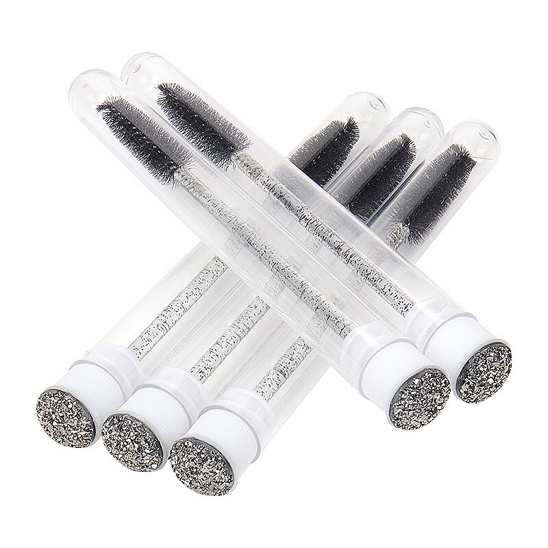 10/20 Pcs Wimpers Borstel Met Buis Kristal Wegwerp Glitter Wenkbrauw Borstels Vervangbare Stofdicht Wimper Accessoires: Black 20pcs