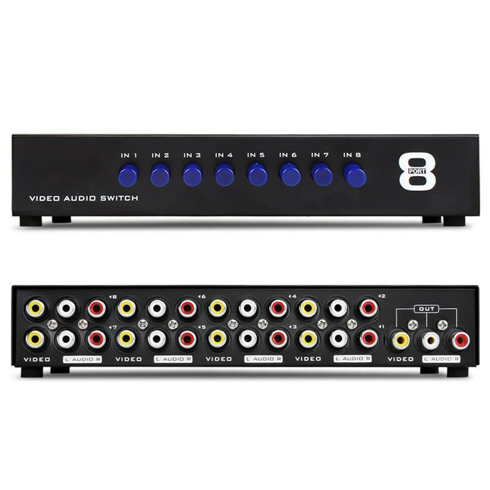 8 In 1 Distributeur Av Switch Box Composiet Selector Stabiele Metalen Video Audio Easy Apply Switcher Signal Accessoire Versterker