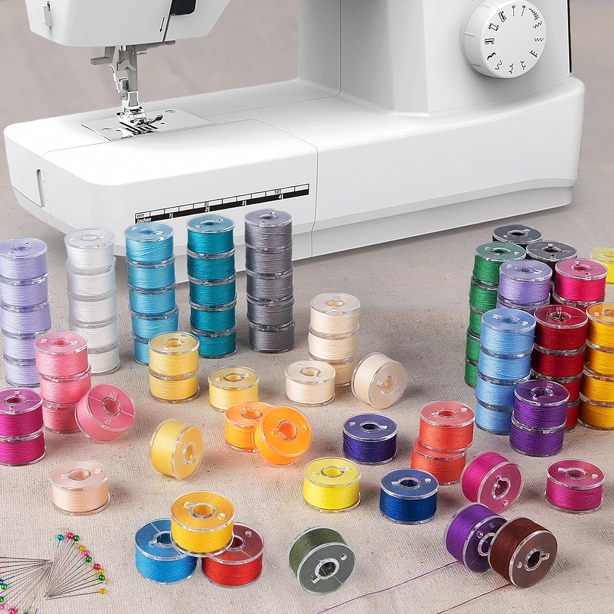 Bobinas de 20 piezas y hilos de coser, juego de bobinas de costura de hilo de bobina preenrolladas para máquina de coser casera Universal, hilo de poliéster