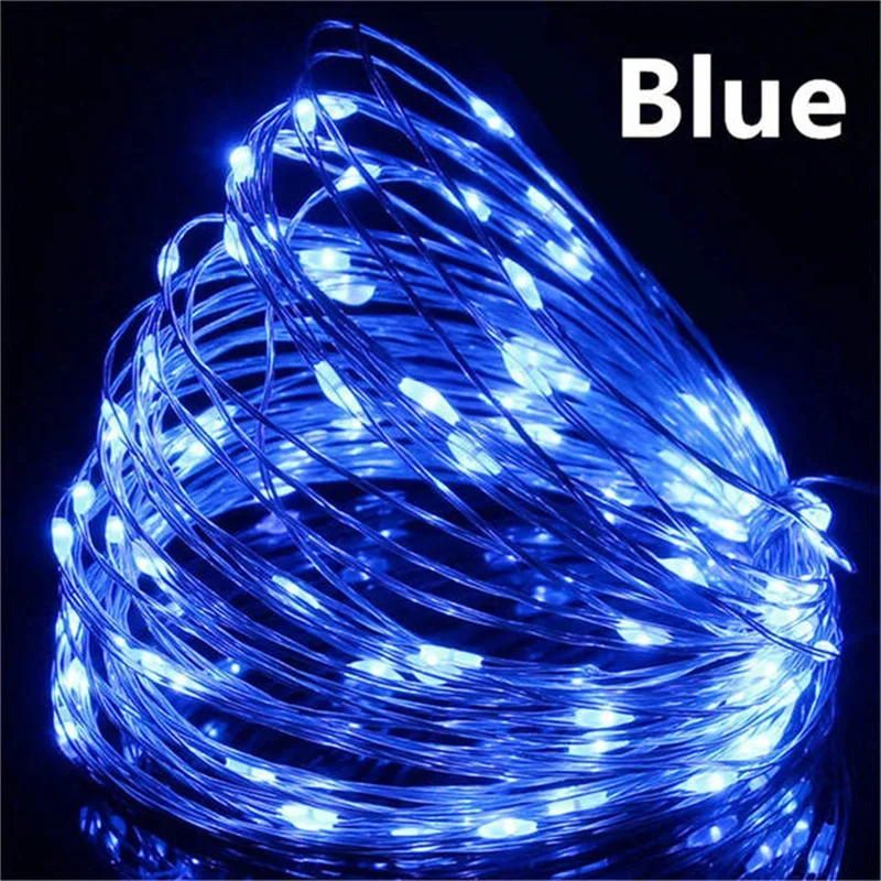LED-Lichterkette für Feen, Glühwürmchen-Lichterkette, Bastellichter, warmweiße LED-Lichterkette für Zuhause, Festival-Dekoration: Blau / K