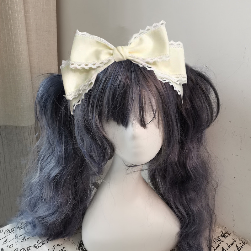 Tocado lolita, diadema de Lolita, muñeca, horquilla con lazo grande, accesorios de cosplay KC hechos a mano para sirvienta, accesorios japoneses para el cabello de Anime: Azul