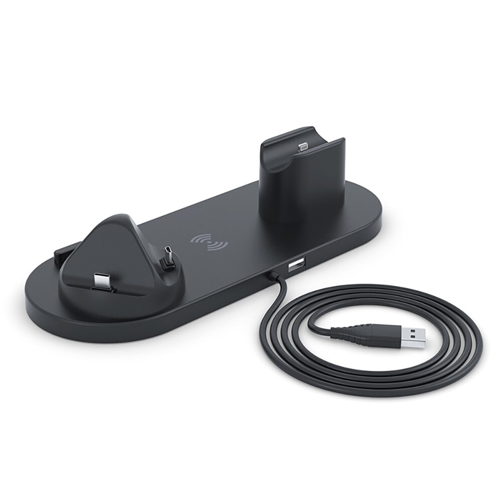 10W Qi Wireless Charger Dock Station 6 in 1 For iPhone Airpods Micro USB Type C Stand Fast Charging 3.0 For Apple Watch Charger