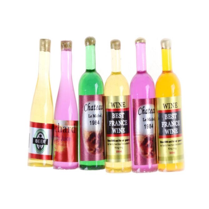 6Pcs set Doll house wine bottle 1/12 handmade accessories