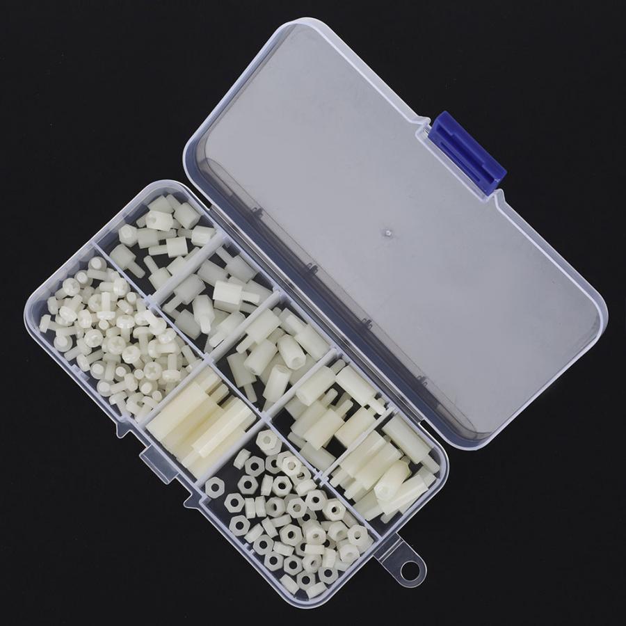 180Pcs/box M3 Nylon Screws Nuts Assortment Kit Male-Female Standoff Combination Woodworking screw nut set