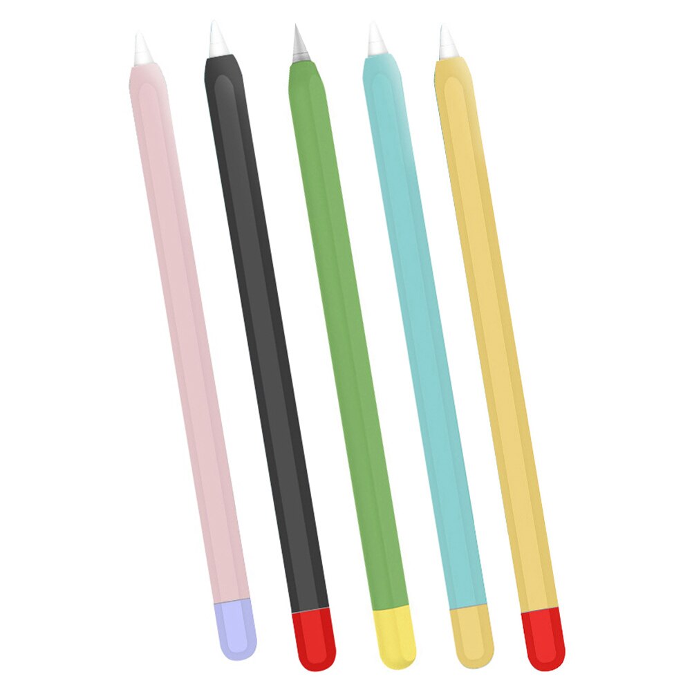 Soft Silicone Case for Apple Pencil 1/2 Stylus Pen Full Cover Protective Cover Case Anti -slip Stylus Pencil Case with Caps