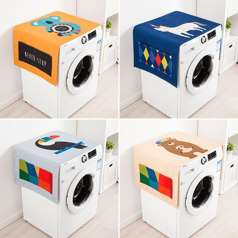 Cartoon full-automatic washing machine dust cover cotton fabric antifouling sunscreen single door refrigerator cover cloth