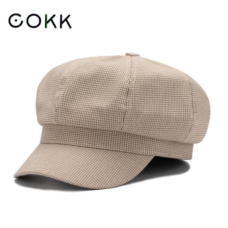 Kasket baret ottekantet hat til kvinder plaid avisdreng kasket vintage kasket kvinder bomuld dame hatte forår efterår gorras