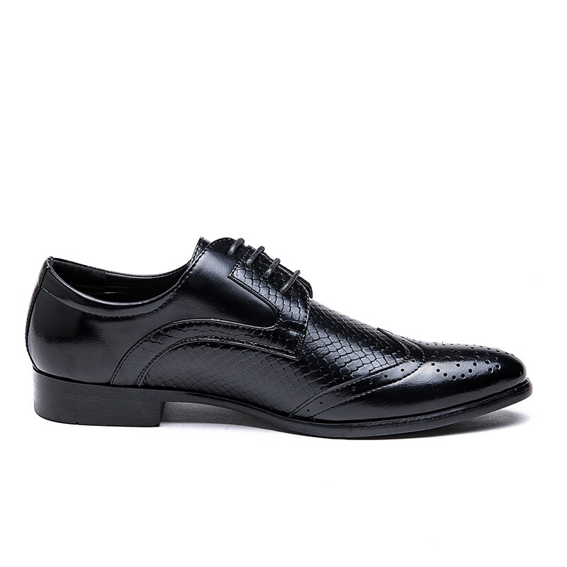 Zapatos formales de piel de serpiente para hombre, calzado de vestir, de trabajo, de marca de lujo, para boda, de invierno, estilo oxford brogue.