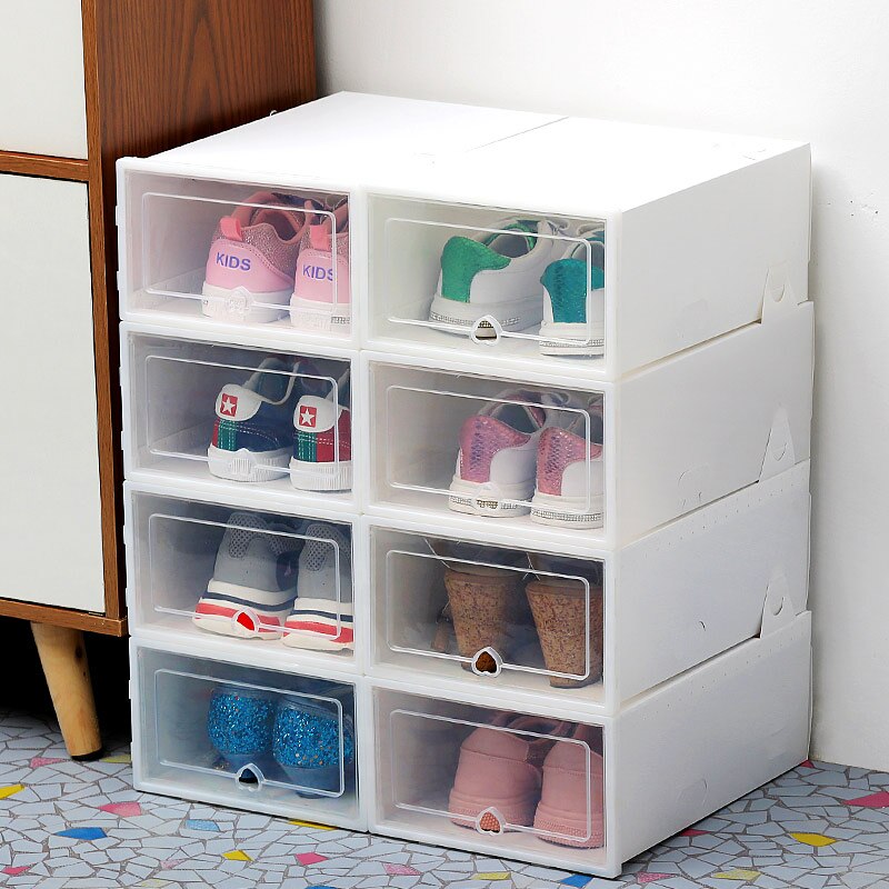 6pcs transparent shoe box thickened transparent dustproof shoe storage box can stacked combination shoe cabinet shoe organizer