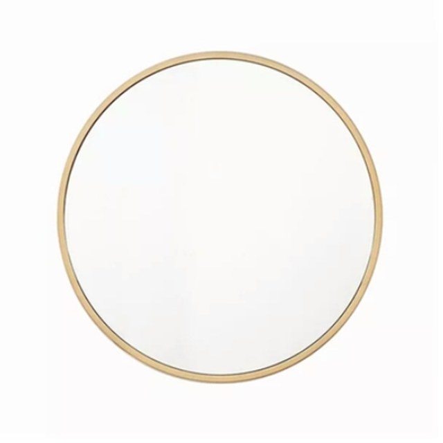 Espejo Redondo De Pared Para Baño - 24 Pulgadas (60 Cm), Marco Dorado Cepillado, Cristal HD Antiroturas, Instalación Fácil - Para Baño, Dormitorio, Decoración Moderna