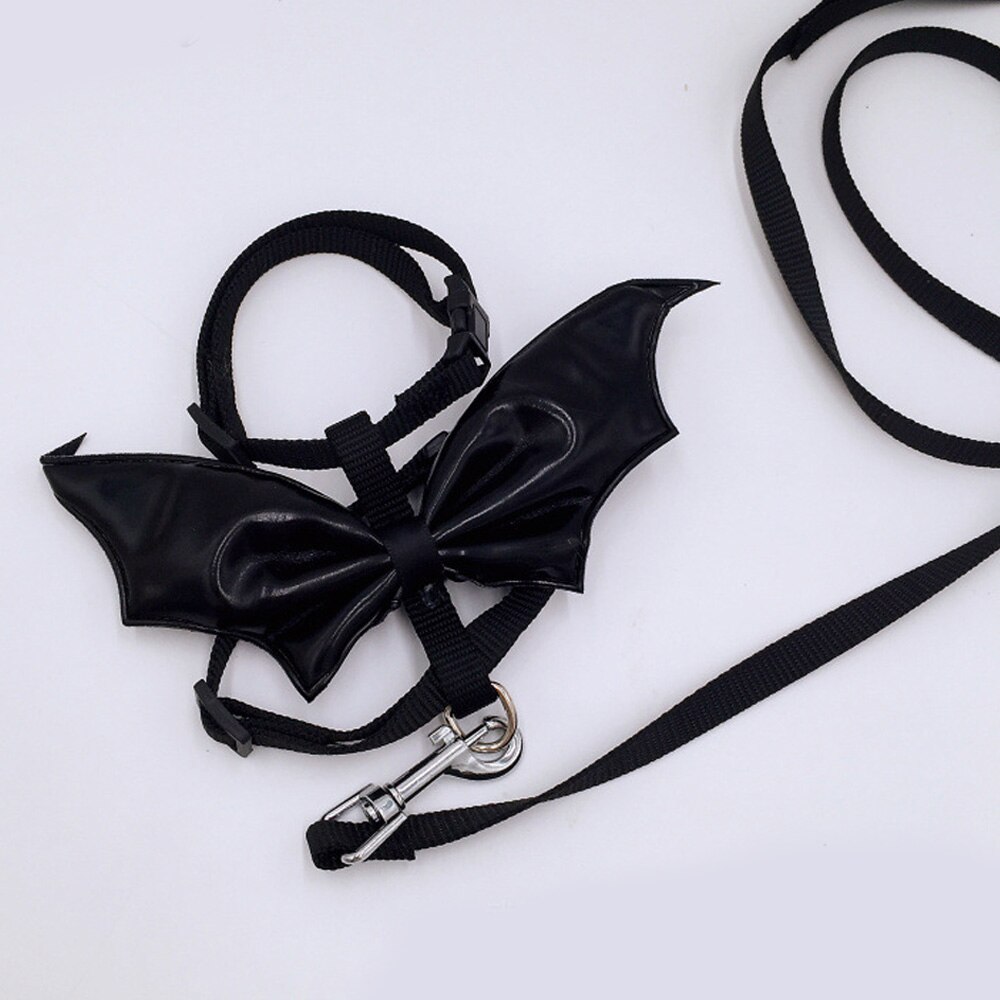 Behogar Leuke Halloween Huisdier Bat Wings Leash Harness Set Voor Kat Hond Pet Puppy Halloween Cosplay Maskerade Partij Kostuum Maat S