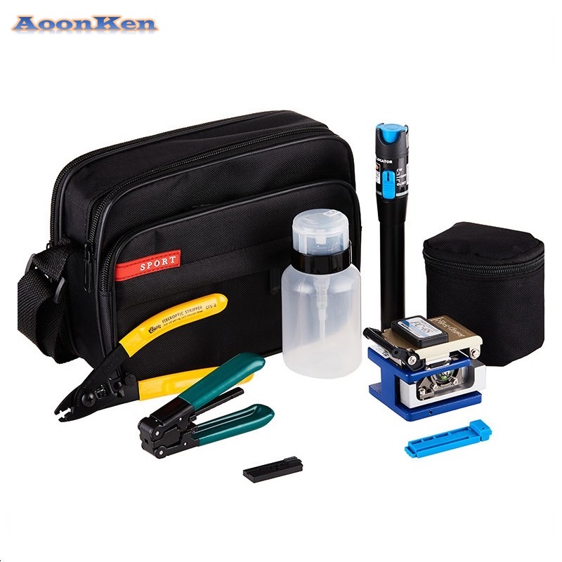 8 In 1 Fiber Optic FTTH Tool Kit with Fiber Cleaver and 1MW Visual Fault Locator
