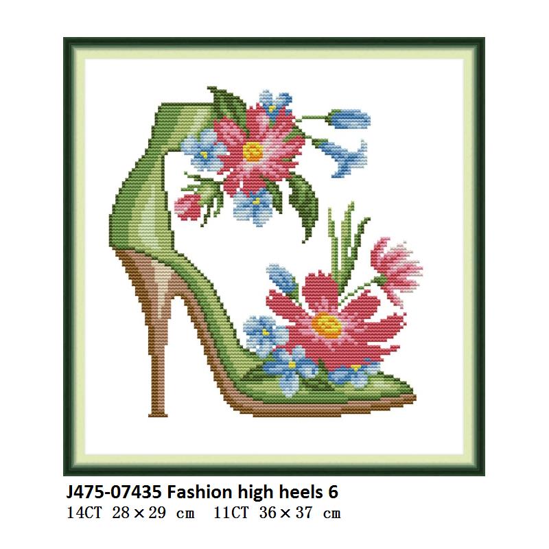 Joy Sunday High Heels Stamped Cross Stitch Kits Embroidery Kit Fabric for Cross Stitch Needles DMC Thread DIY Needlework: Cross Stitch J475 / 11CT White Cloth